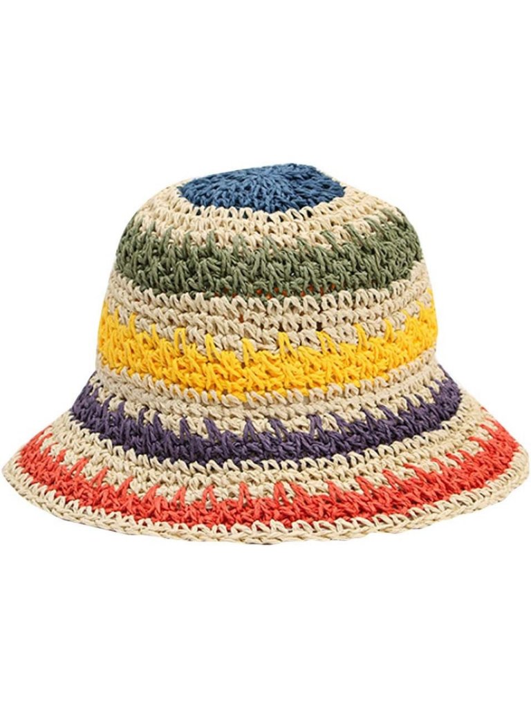 Wide Brim Straw Sun Hat For Women - Foldable Beach Hat With Uv Protection